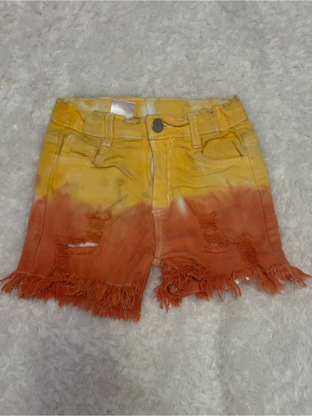 Source Unknown Yellow and Orange Ombre Distressed Girls' Denim Shorts